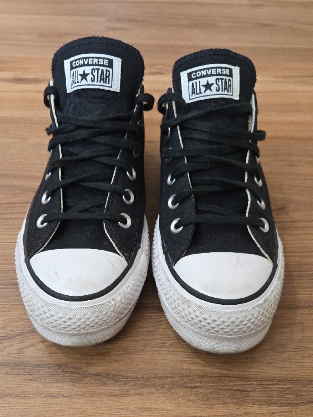 Converse Womens Platform Black Canvas Sneakers